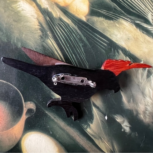 Jewellery Vintage Wooden Bird Brooch Cockatoo Parrot Retro Rockabilly - Picture 4 of 4